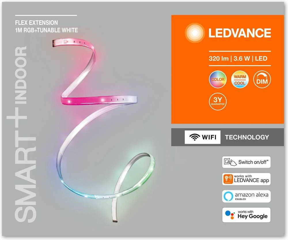 Ledvance 3.6W lanksčios RGBTW LED juostos 1m prailginimas, 2700…6500K, išmanus+WiFi valdymas