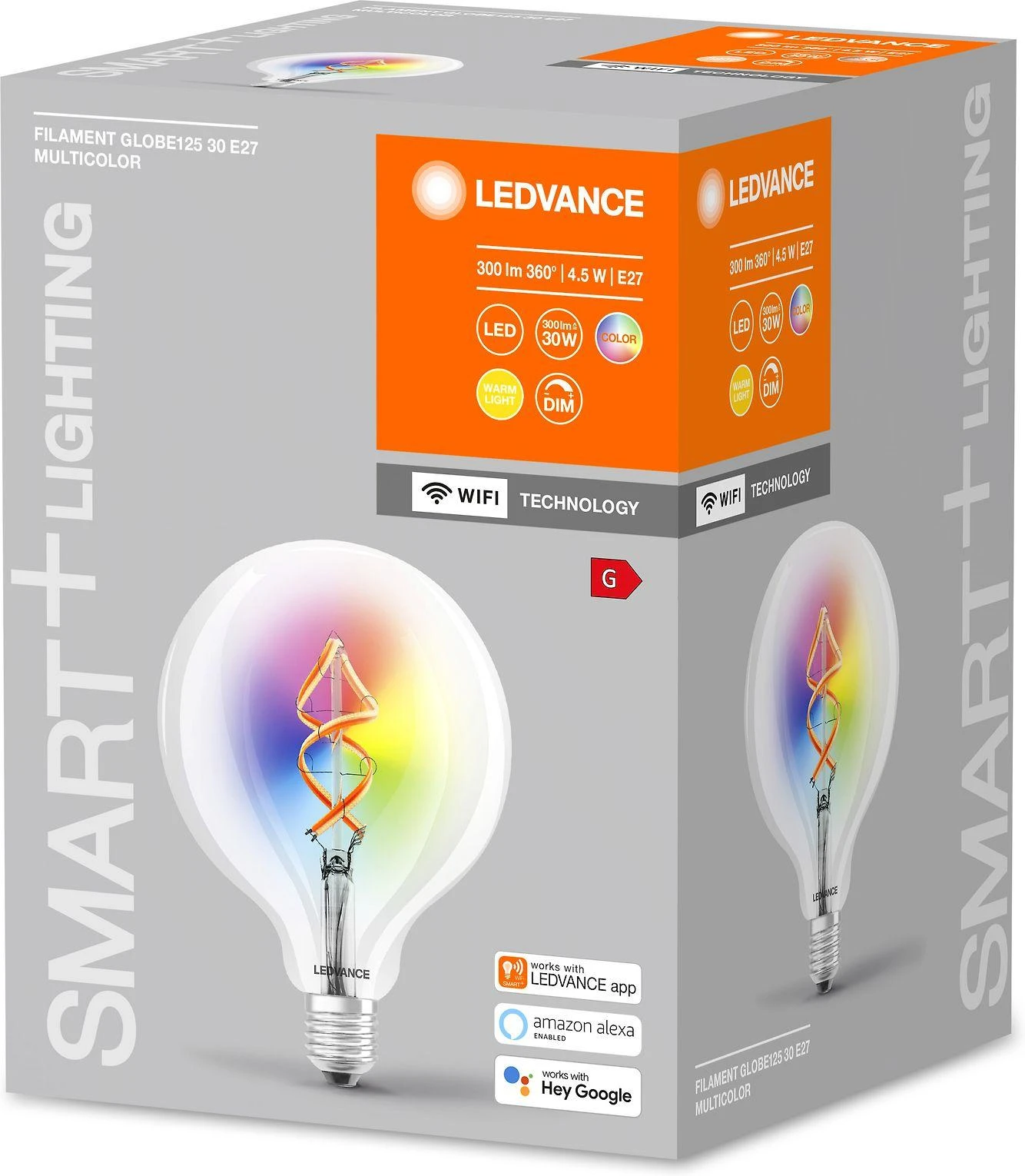 Ledvance 4,5W LED lemputė SMART+ Filament Globe RGBW 30, E27, 2700K