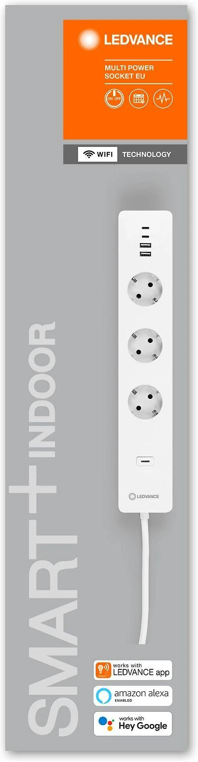 „Ledvance SMART+ WiFi Multi Power Socket“, ES | Ledvance | SMART+ WiFi kelių maitinimo lizdas, ES | 4058075594784 | Baltas