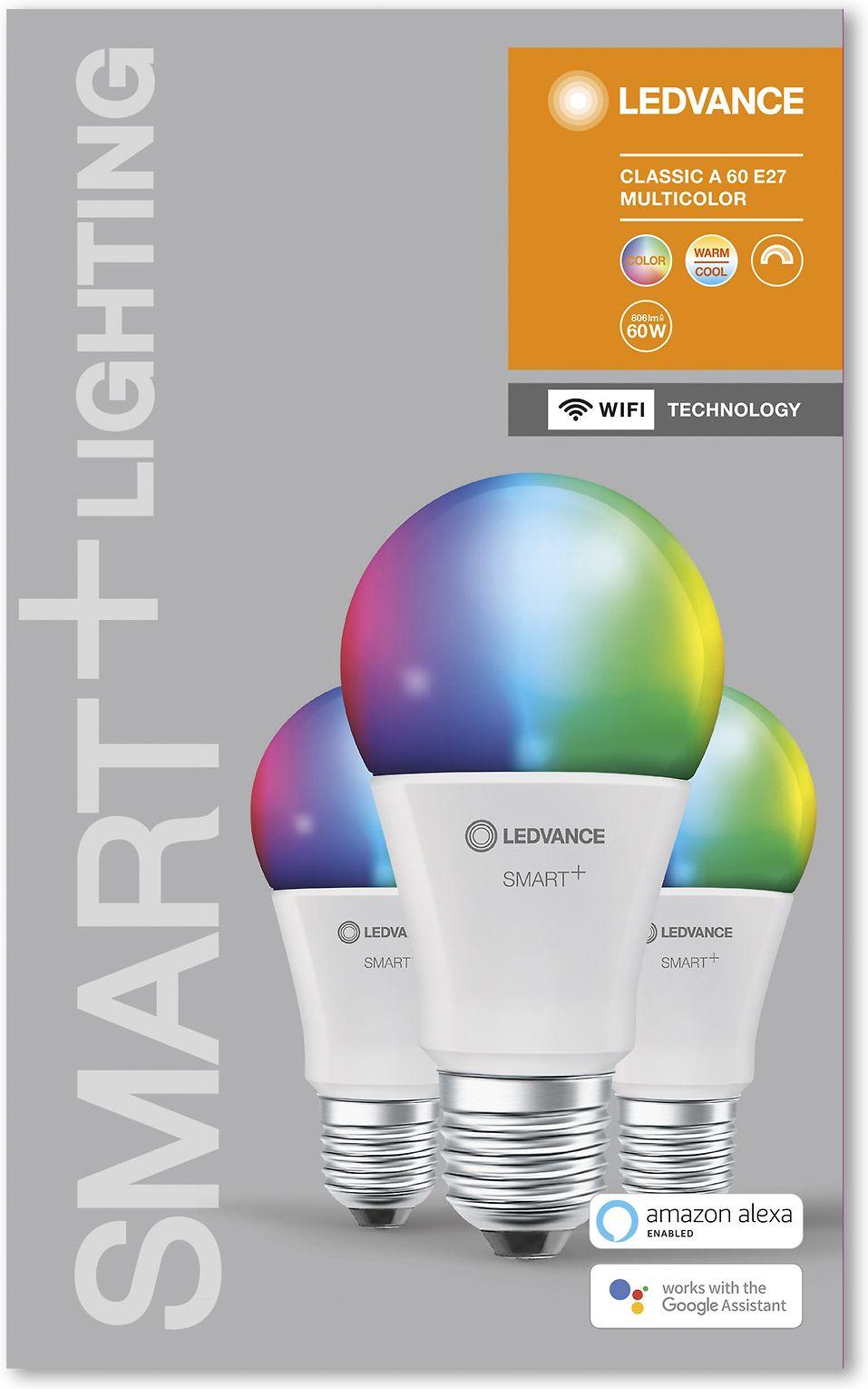 Ledvance SMART+ WiFi Classic RGBW Daugiaspalvis 60 9W 2700-6500K E27, 3 vnt.