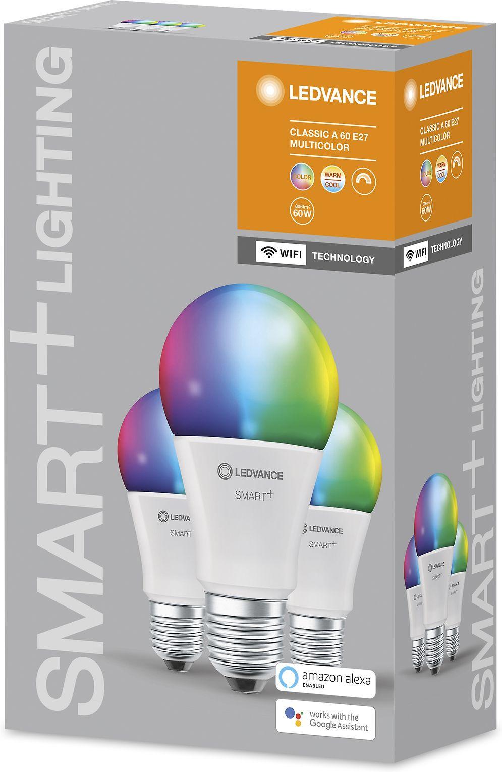 Ledvance SMART+ WiFi Classic RGBW Daugiaspalvis 60 9W 2700-6500K E27, 3 vnt.