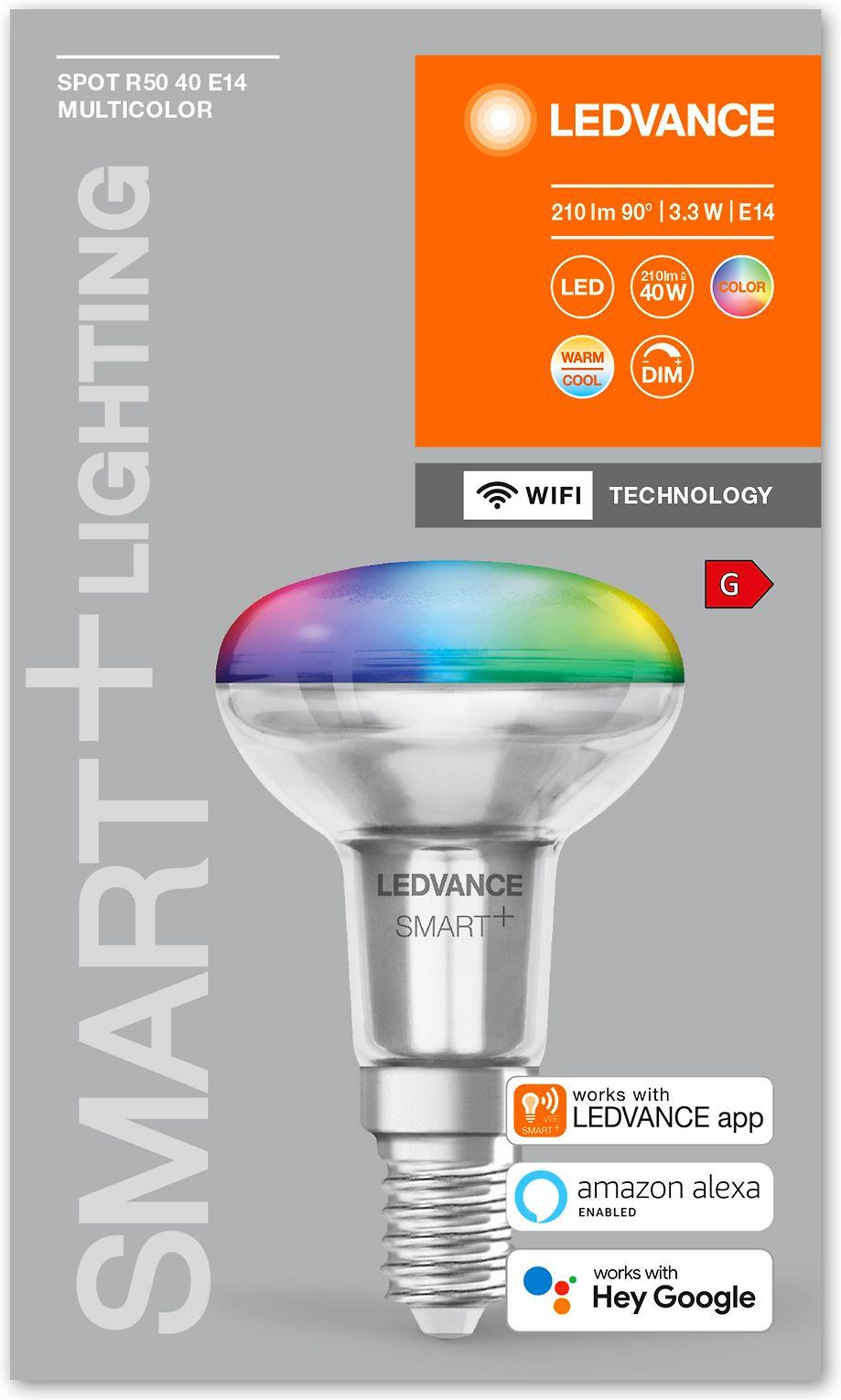 Ledvance 3,3W LED lemputė SMART WiFi, E14, RGBW, R50, 45°, dimeriuojama