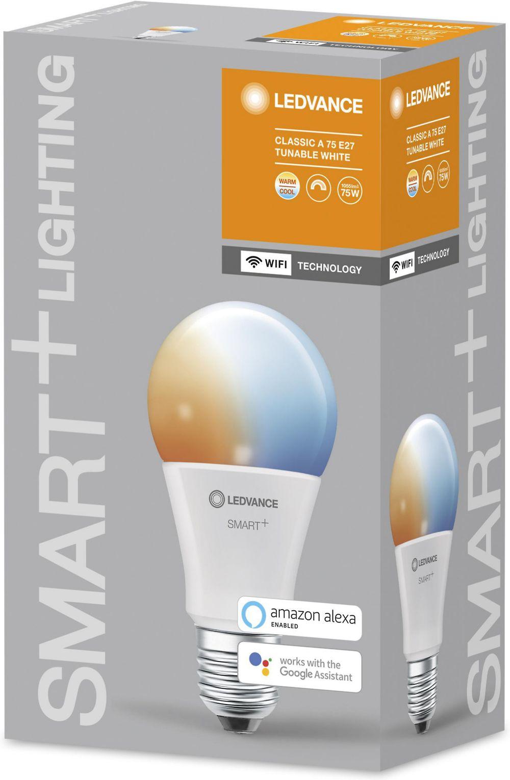 Ledvance 9,5W LED lemputė SMART+ WiFi Classic Tunable Baltas 75, E27, 2700…6500K
