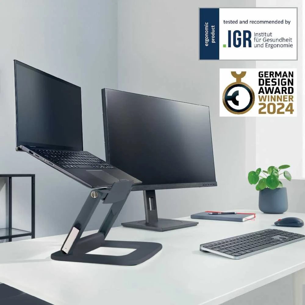Leitz Ergo nešiojamojo kompiuterio stovas su rutuliniu užtrauktuku