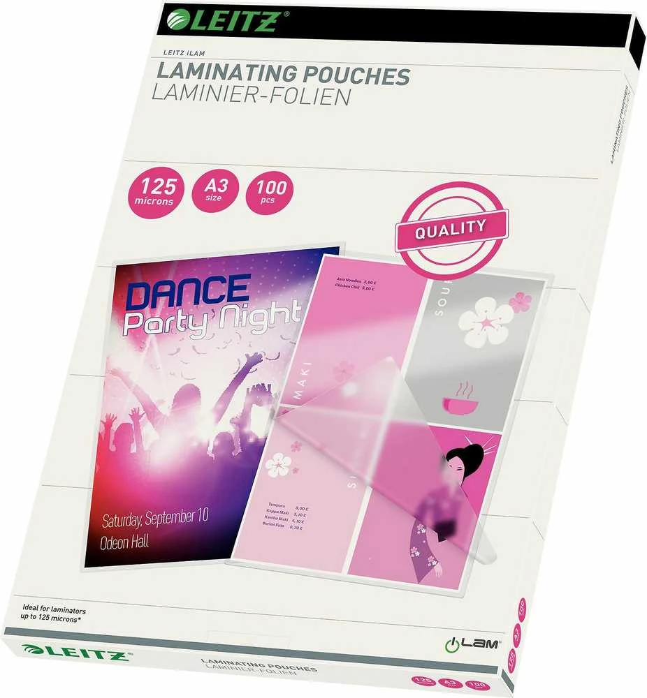 Leitz HeiÃlaminierfolien A3, 125 mic (100 StÃ¼ck)