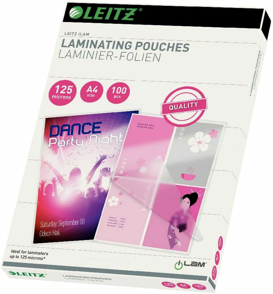 Esselte LEITZ BOX 100 PLASTIC POCKETS 125micron A4 (33808)