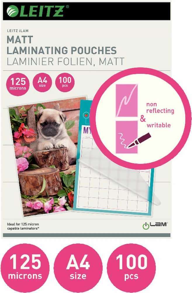 Leitz HeiÃlaminierfolien Matt A4, 125 mic (100 StÃ¼ck)