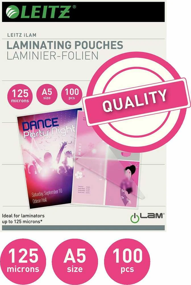Leitz Esselte Folia do laminowania A5, 100 vnt, 125mic (33807)