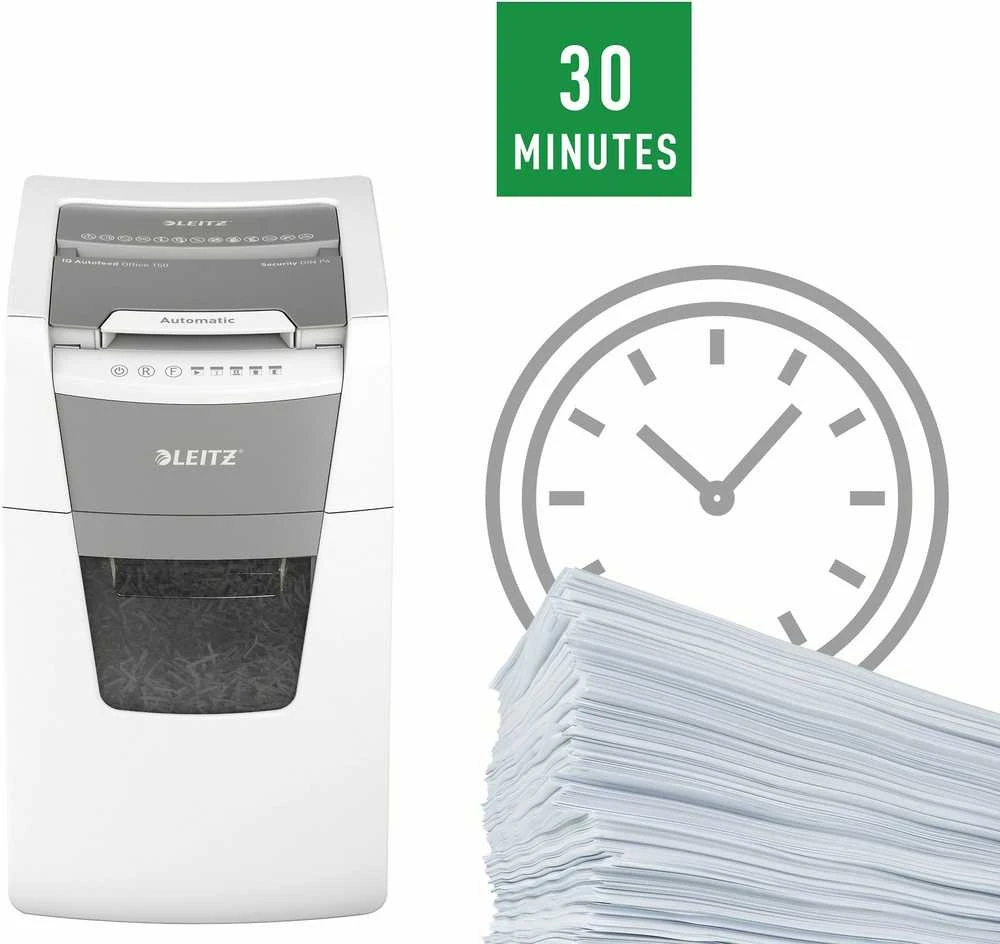 Leitz IQ Autofeed Office 150 Automatinis dokumentų naikiklis P4, Pilka/Balta