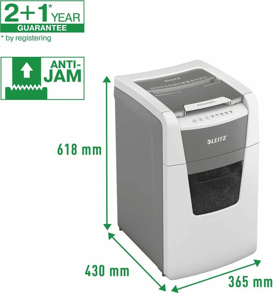 Leitz IQ Autofeed Office 150 Automatinis dokumentų naikiklis P4, Pilka/Balta