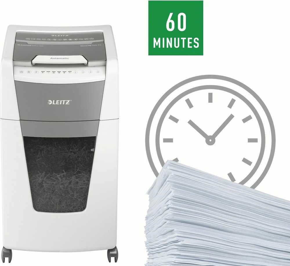 Leitz IQ Autofeed Office 300 Automatinis dokumentų naikiklis P4, Pilka/Balta