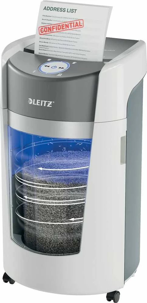 Leitz IQ OptiMax dokumentų naikiklis su skaidriu konteineriu