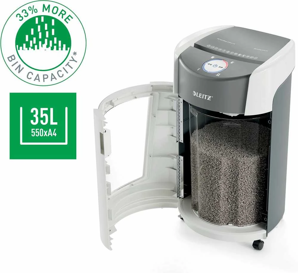 Dokumentų naikiklis Leitz IQ OptiMax Office P5, 35L, baltas