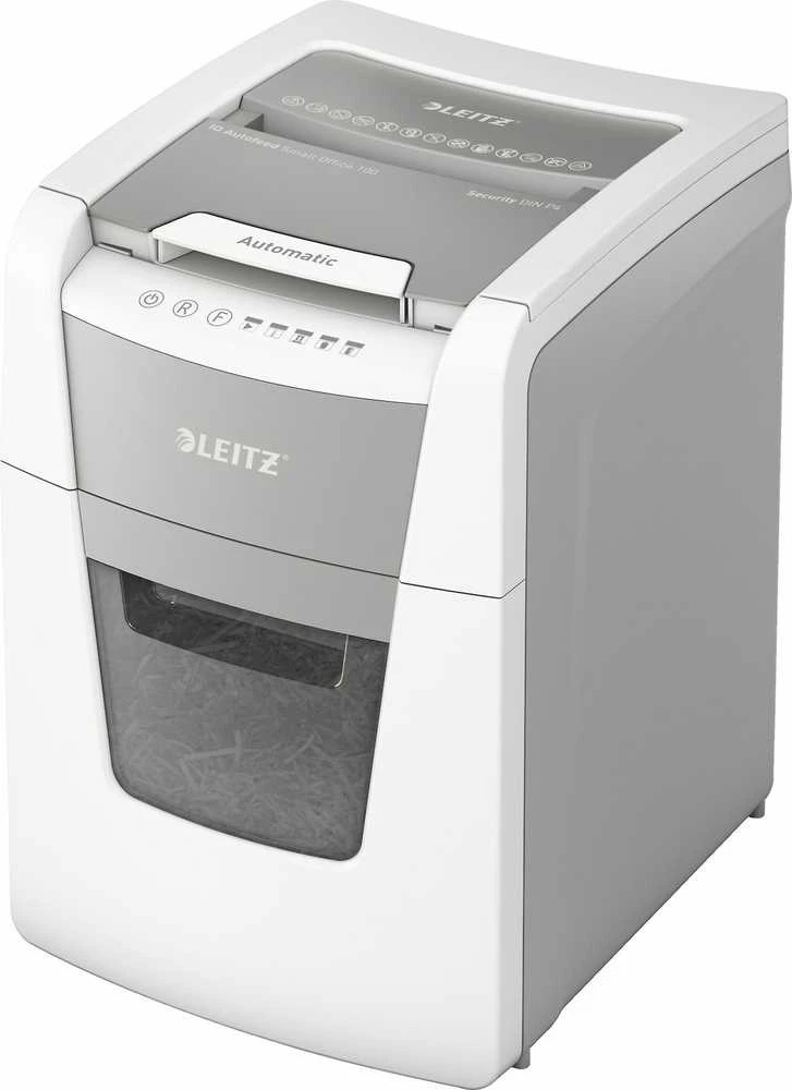 Leitz IQ Autofeed Small Office 100 Automatinis dokumentų naikiklis P4, Pilka/Balta