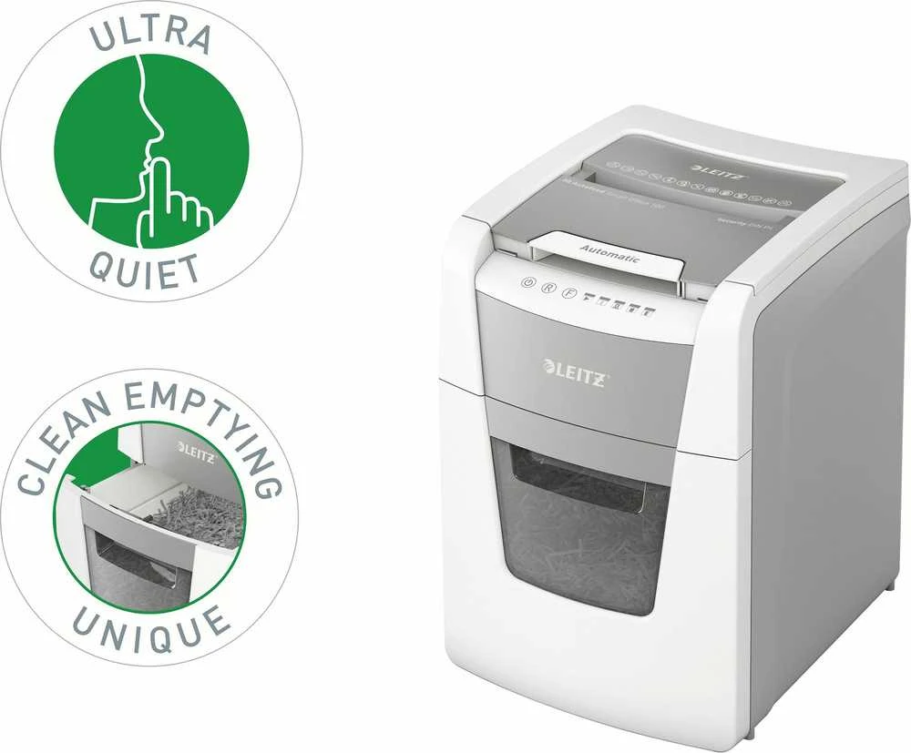 Leitz IQ Autofeed Small Office 100 Automatinis dokumentų naikiklis P4, Pilka/Balta