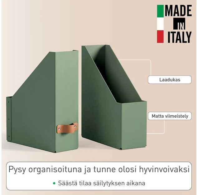 Žali Leitz Puro žurnalų dėklai su odinėmis detalėmis
