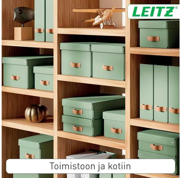 Leitz Puro laikymo dėžė su dangčiu, vidutinė ir maža talpa, 8 l, 100 % perdirbtas kartonas, 2 vnt. pakuotė, Žalias, kartonas, 8 l, 270 mm, 370 mm, 100 mm