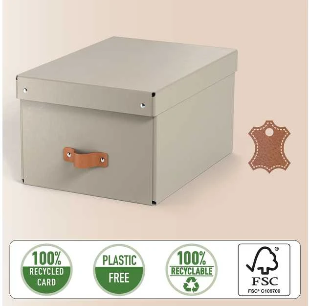 Leitz Puro laikymo dėžė su dangčiu, vidutinė, 17 l, 2 vnt. pakuotėje, Pilkas kartonas, 17 l, 270 mm, 370 mm, 200 mm