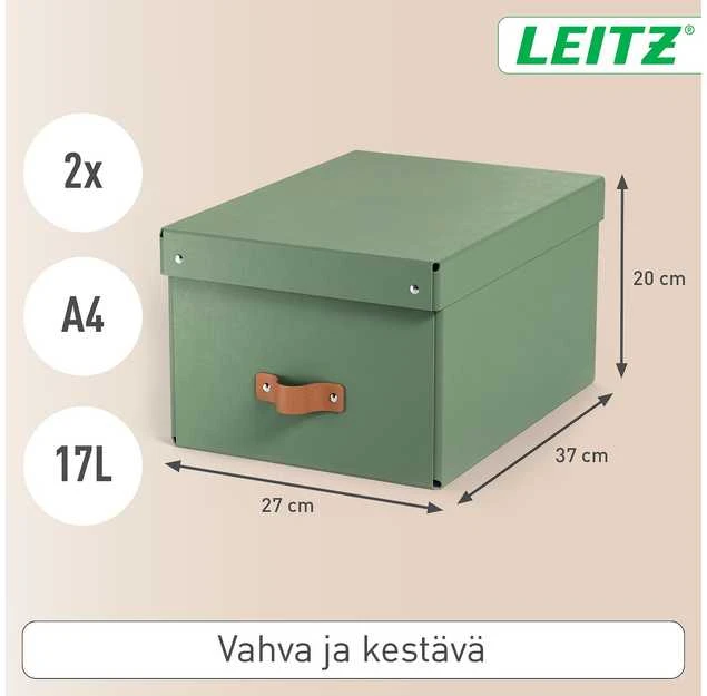 Leitz Puro dėžė 17L, žalia su matmenimis