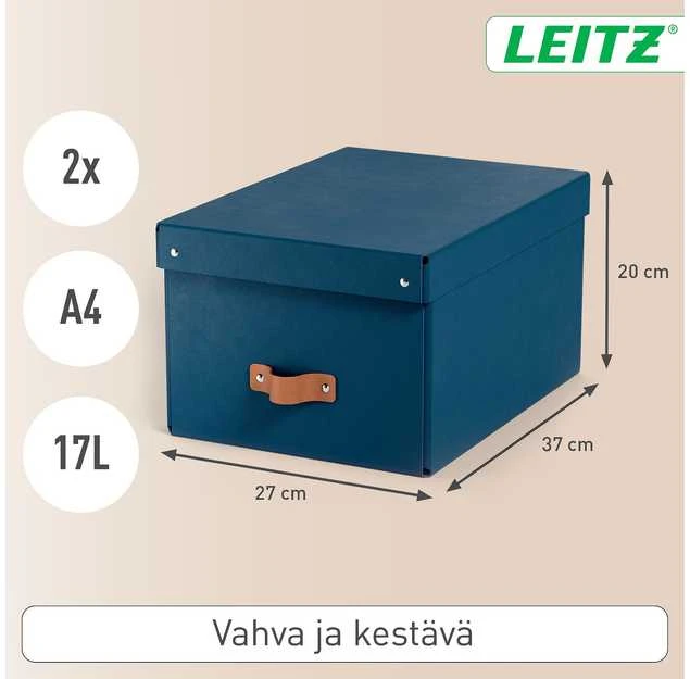 Leitz Puro mėlyna 17 l dėžė su matmenimis