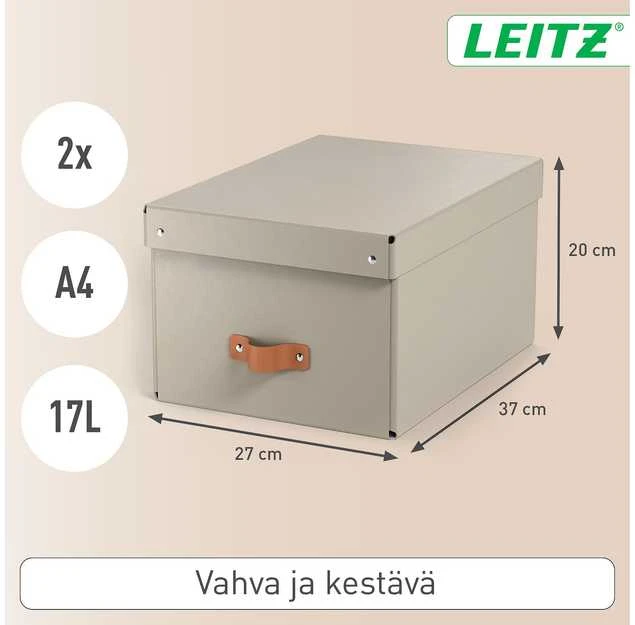 Leitz Puro vidutinė daiktadėžė su matmenų schema