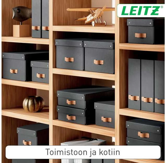 Leitz Puro laikymo dėžė su dangteliu, maža, 7 l, 100 % perdirbtas kartonas, 2 vnt. pakuotė, Juodas, kartonas, 7 l, 200 mm, 280 mm, 150 mm