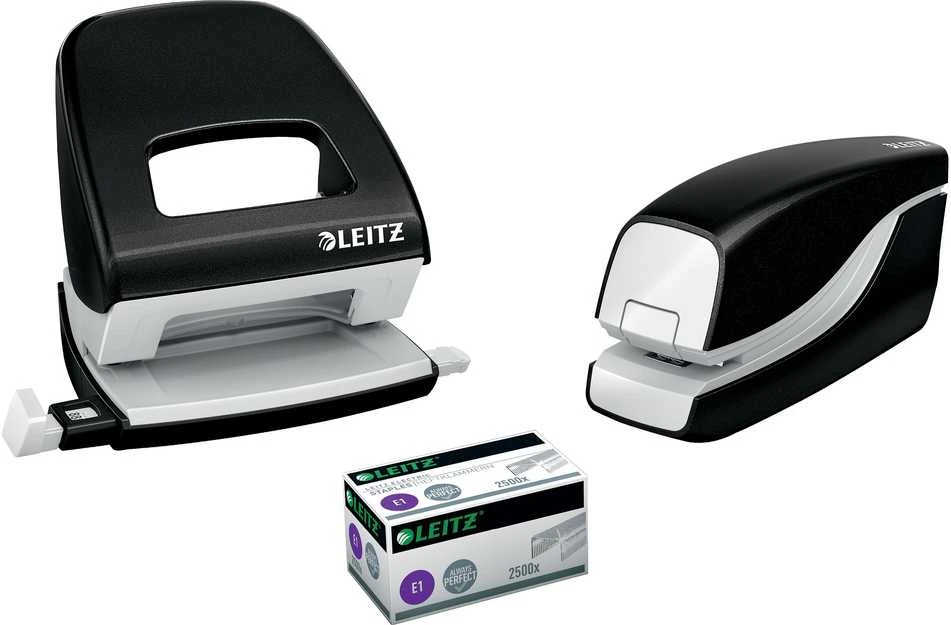 Segiklis Leitz 5566,juodas, iki 10 lapų, elektrinis, sąsagėlės nr.10