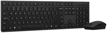 Klaviatūra Lenovo 4X31R64345, viso dydžio (100 %), belaidis, RF belaidė + „Bluetooth“, žirklinis mygtukinis jungiklis, juodas, su pele