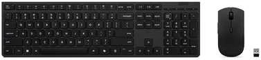 Klaviatūra Lenovo 4X31R64345, viso dydžio (100 %), belaidis, RF belaidė + „Bluetooth“, žirklinis mygtukinis jungiklis, juodas, su pele