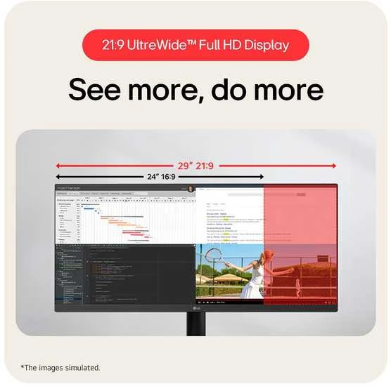 LG 29U511A-B computer monitorius 73.7 cm (29") 2560 x 1080 pikselių WFHD LCD Juodas
