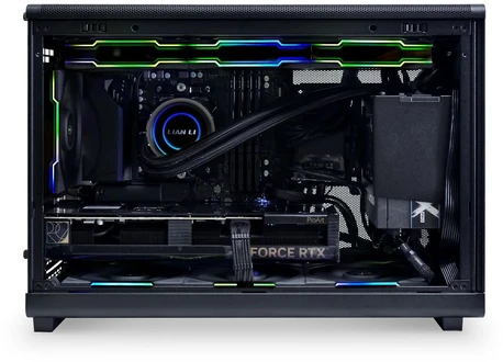Lian Li DAN kompiuterio korpusass A3-mATX Wood Edition PC-kompiuterio korpusas, Tempered Glass, Micro-ATX – Walnuss, juodos spalvos