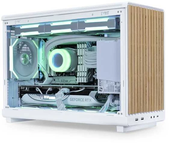 Lian Li DAN kompiuterio korpusass A3-mATX Wood Edition PC-kompiuterio korpusas, Tempered Glass, Micro-ATX – Buche, baltos spalvos