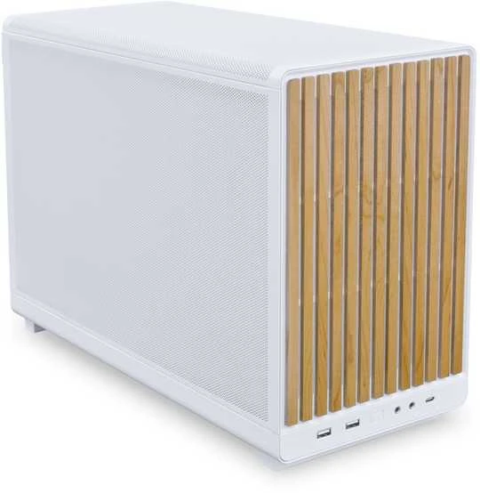 Lian Li DAN kompiuterio korpusass A3-mATX Wood Edition PC-kompiuterio korpusas, Tempered Glass, Micro-ATX – Buche, baltos spalvos