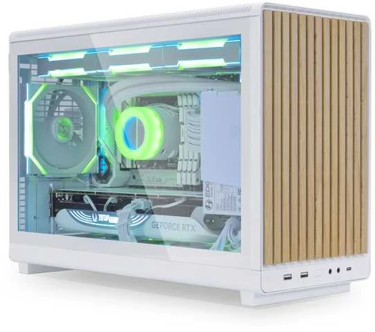 Lian Li DAN kompiuterio korpusass A3-mATX Wood Edition PC-kompiuterio korpusas, Tempered Glass, Micro-ATX – Buche, baltos spalvos