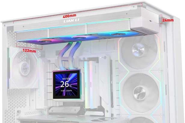 Lian Li HydroShift II aušintuvo matmenų schema