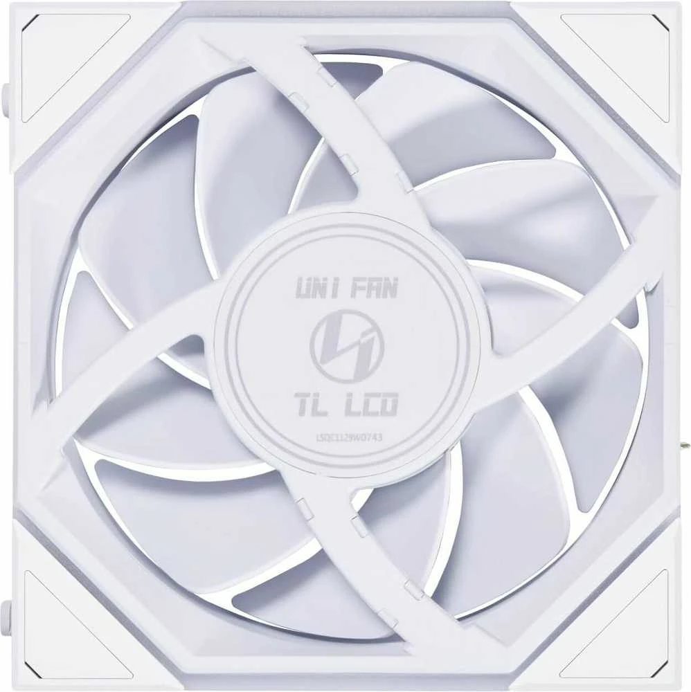 Lian Li UNI FAN TL LCD serijos ventiliatorius, 3 vnt. pakuotėje su valdikliu – 120 mm, baltas