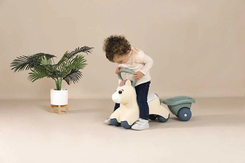 Paspiriama mašinėlė Smoby Cute Baby Pony su priekaba