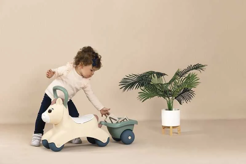 Paspiriama mašinėlė Smoby Cute Baby Pony su priekaba
