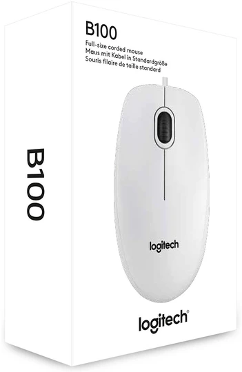 Pelė LOGITECH B100, USB, balta sp.