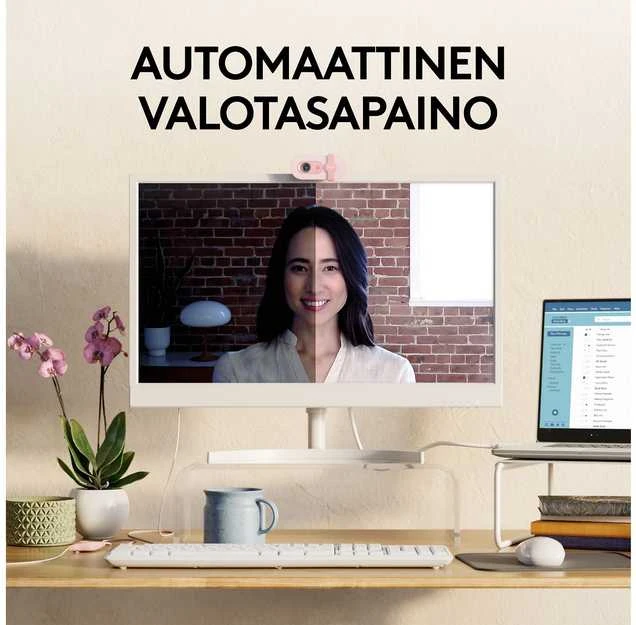 Internetinė kamera Logitech BRIO 100, rožinės spalvos