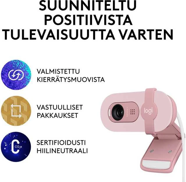 Internetinė kamera Logitech BRIO 100, rožinės spalvos