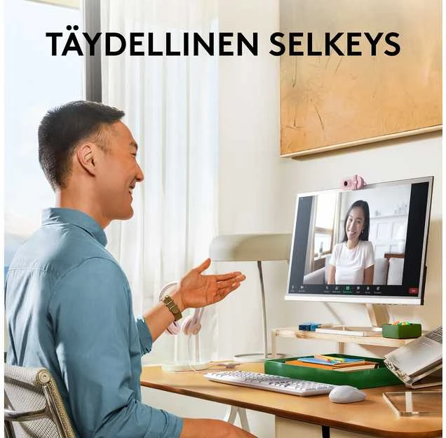 Internetinė kamera Logitech BRIO 100, rožinės spalvos