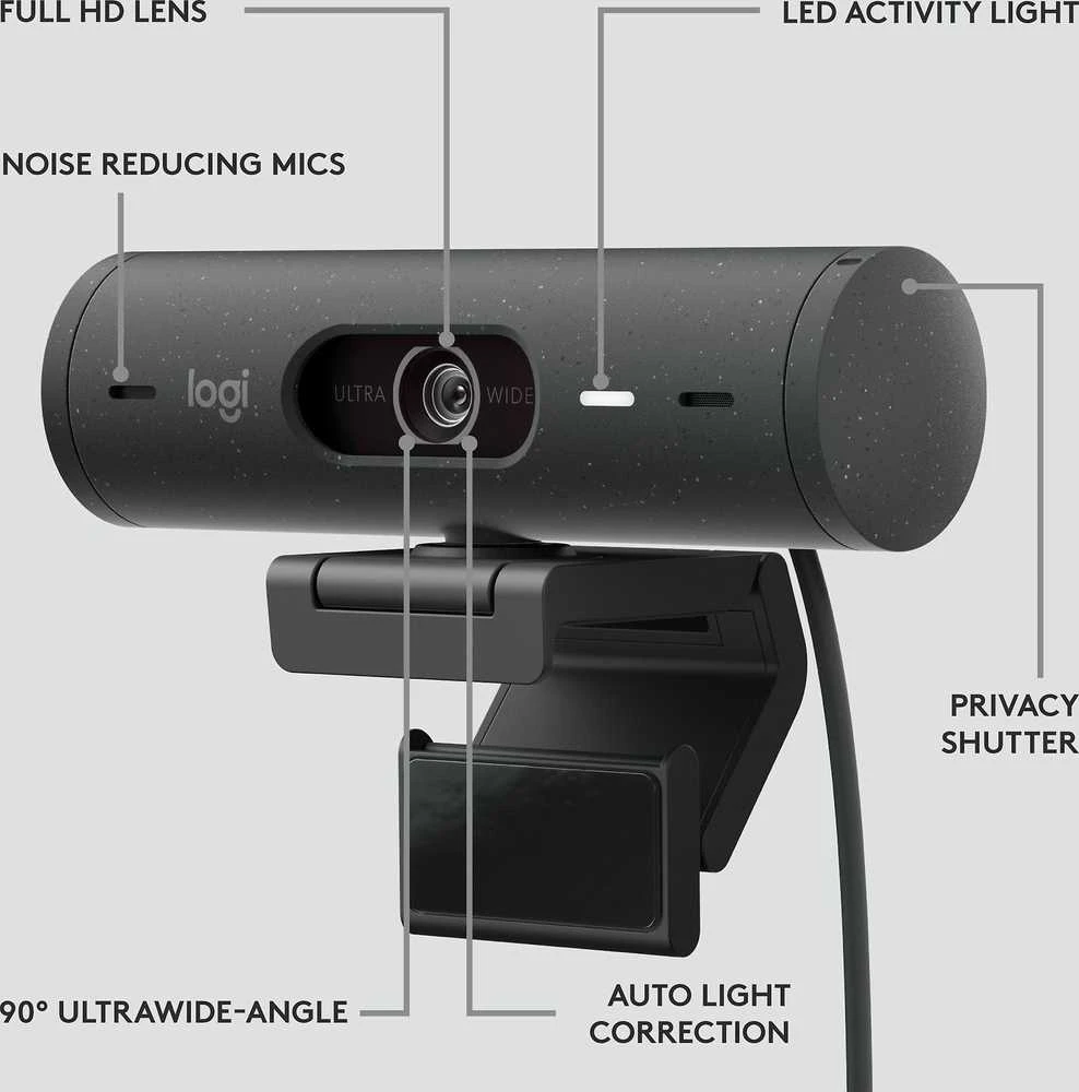 Internetinė kamera Logitech BRIO 500, Grafito spalvos