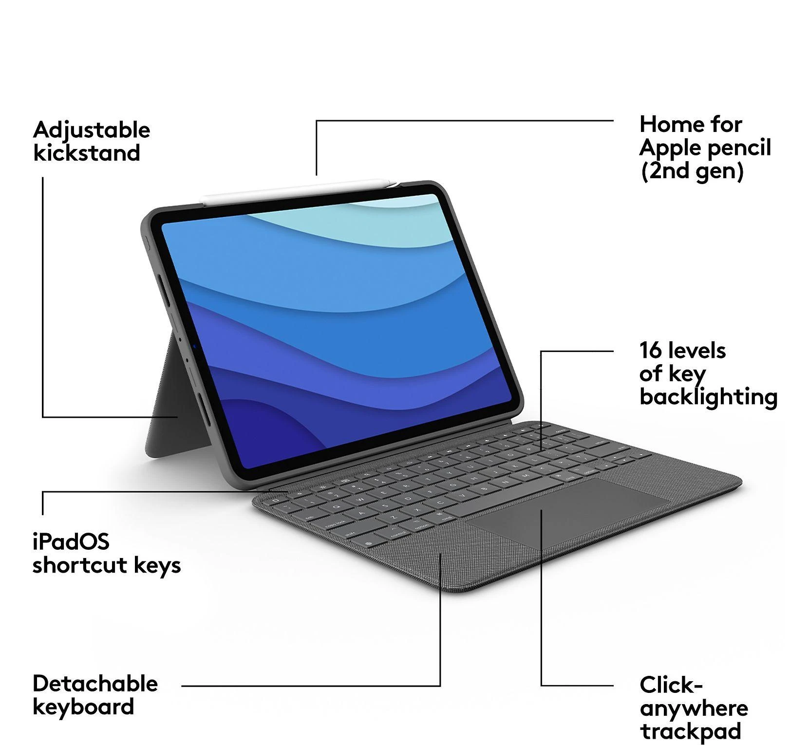 Klaviatūra ir pelė Kit Logitech Combo Touch iPad Pro 11in 1-3G
