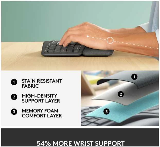 Logitech ERGO K860 belaidė klaviatūra, grafito spalvos, Skandinaviškas išdėstymas (Qwerty)