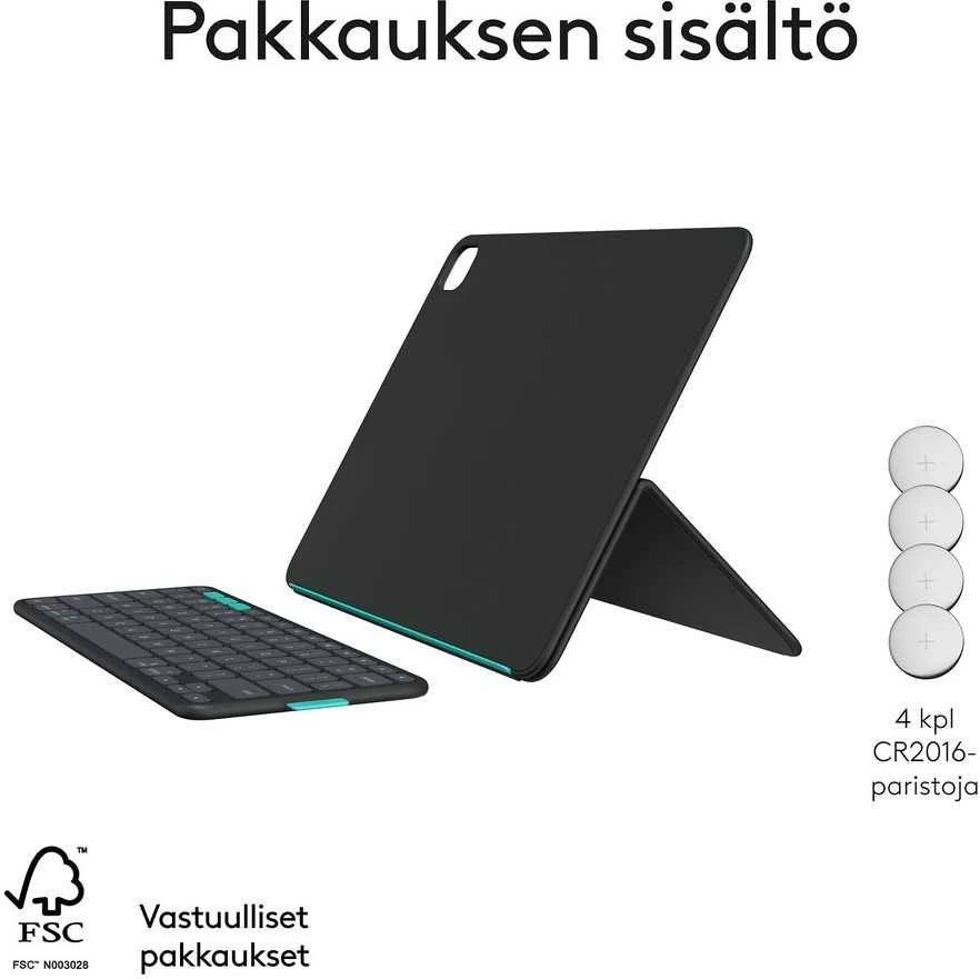 „Logitech“ – atverčiamas dėklas, skirtas „iPad Pro“ ir „Air 13“ – grafito spalvos – Šiaurės šalių