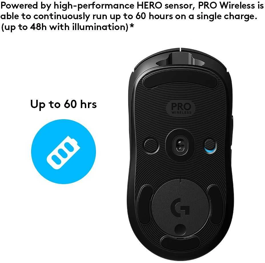 Logitech G PRO Belaidė žaidimų pelė, RF belaidė, 25600 DPI, Juoda