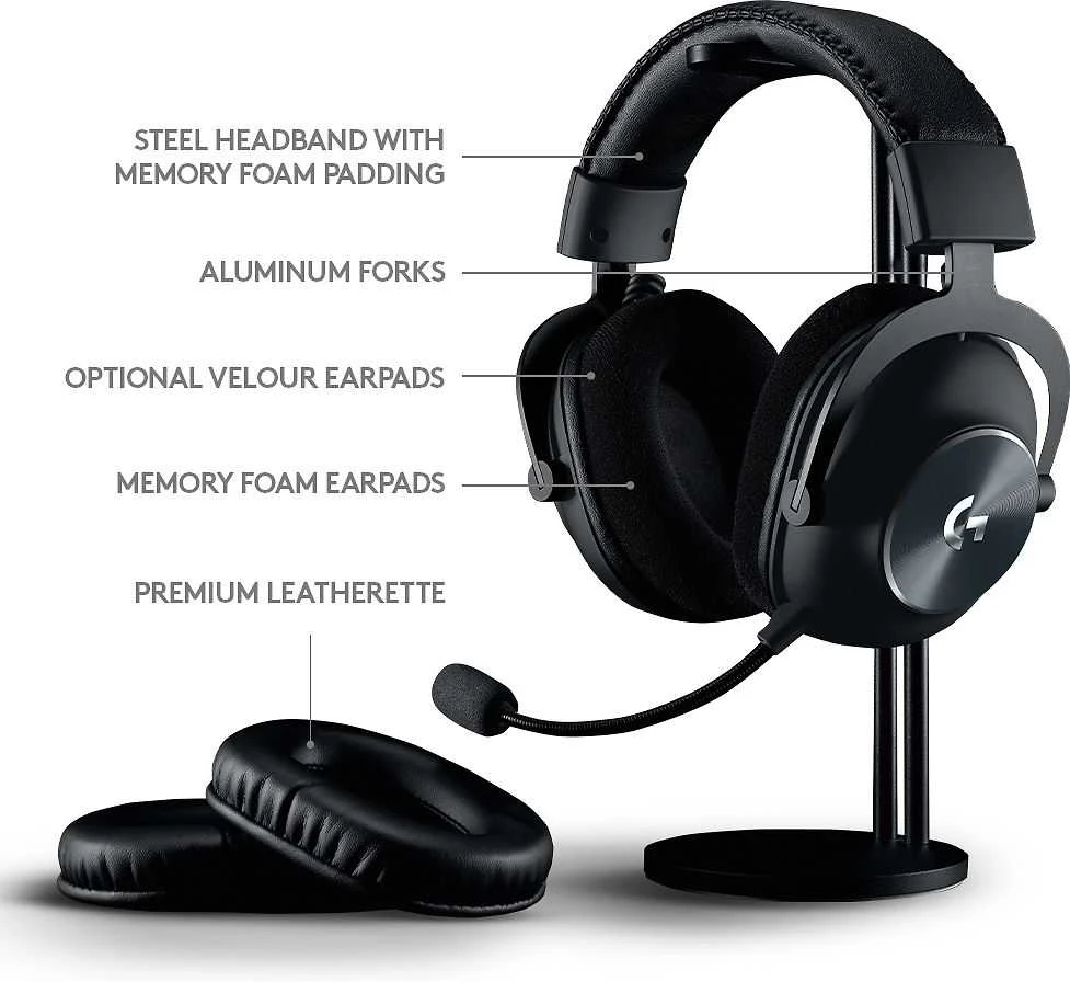 Belaidės žaidimų ausinės Logitech PRO X serijos, Juodos spalvos