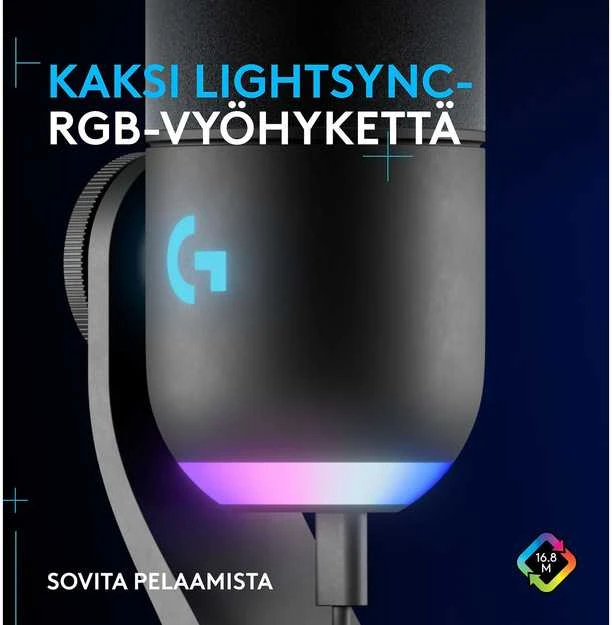 Logitech G Yeti GX Dynamic kardioidinis laidinis mikrofonas (juodas) su RGB | USB
