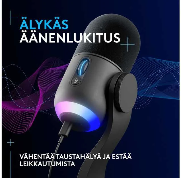 Logitech G Yeti GX Dynamic kardioidinis laidinis mikrofonas (juodas) su RGB | USB